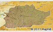 Satellite 3D Map of Cacuso, physical outside