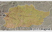 Satellite 3D Map of Cacuso, semi-desaturated