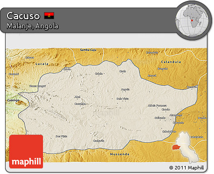 Shaded Relief 3D Map of Cacuso, physical outside