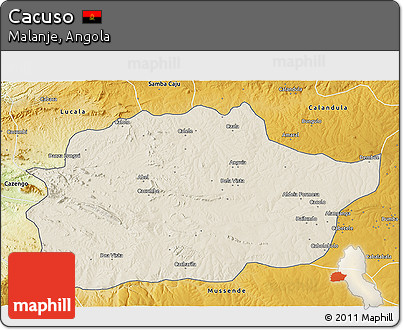 Shaded Relief 3D Map of Cacuso, physical outside