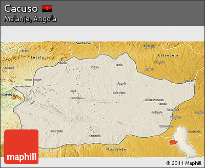 Shaded Relief 3D Map of Cacuso, physical outside