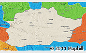 Shaded Relief 3D Map of Cacuso, political outside