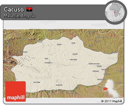 Shaded Relief 3D Map of Cacuso, satellite outside