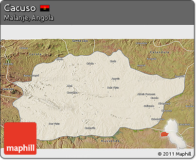 Shaded Relief 3D Map of Cacuso, satellite outside