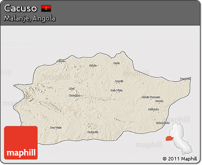 Shaded Relief 3D Map of Cacuso, single color outside