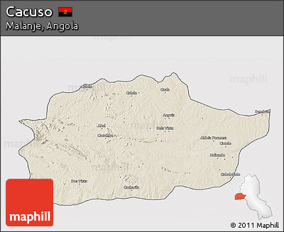 Shaded Relief 3D Map of Cacuso, single color outside