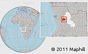 Gray Location Map of Cacuso, highlighted parent region, hill shading