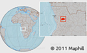 Gray Location Map of Cacuso, hill shading