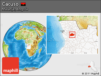 Physical Location Map of Cacuso, highlighted country