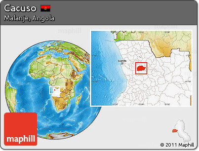 Physical Location Map of Cacuso, highlighted country