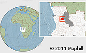 Savanna Style Location Map of Cacuso, highlighted country, highlighted parent region, hill shading