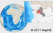 Shaded Relief Location Map of Cacuso, highlighted country, highlighted parent region