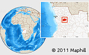 Shaded Relief Location Map of Cacuso, highlighted country