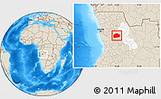 Shaded Relief Location Map of Cacuso, highlighted parent region