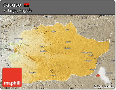 Physical Map of Cacuso, semi-desaturated