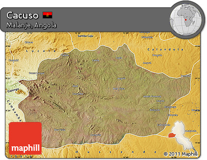 Satellite Map of Cacuso, physical outside