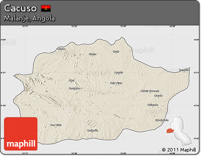 Shaded Relief Map of Cacuso, single color outside