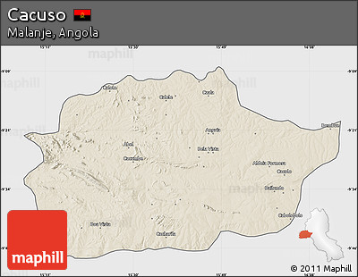 Shaded Relief Map of Cacuso, single color outside