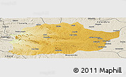 Physical Panoramic Map of Cacuso, shaded relief outside