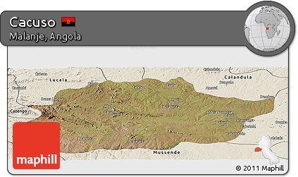 Satellite Panoramic Map of Cacuso, shaded relief outside