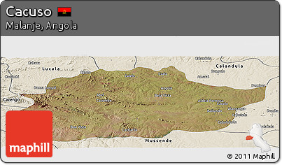 Satellite Panoramic Map of Cacuso, shaded relief outside