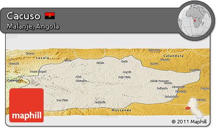 Shaded Relief Panoramic Map of Cacuso, physical outside