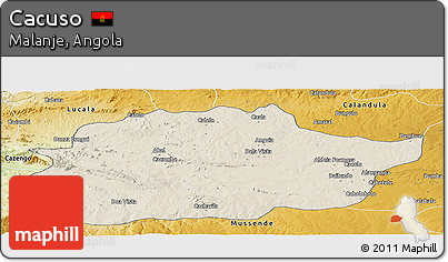 Shaded Relief Panoramic Map of Cacuso, physical outside