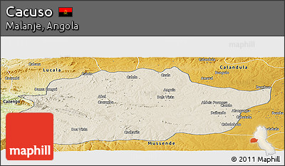 Shaded Relief Panoramic Map of Cacuso, physical outside