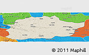 Shaded Relief Panoramic Map of Cacuso, political outside