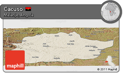 Shaded Relief Panoramic Map of Cacuso, satellite outside