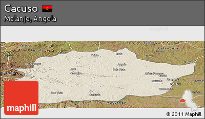Shaded Relief Panoramic Map of Cacuso, satellite outside