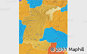 Physical 3D Map of Calandula, political outside