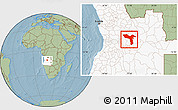 Savanna Style Location Map of Luquembo, highlighted country, hill shading