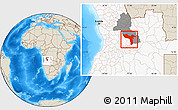Shaded Relief Location Map of Luquembo, highlighted country, highlighted parent region