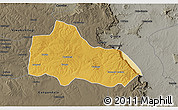 Physical 3D Map of Mucari, darken, semi-desaturated