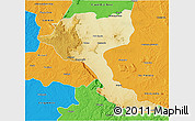 Physical 3D Map of Quela, political outside