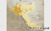 Physical 3D Map of Quela, semi-desaturated