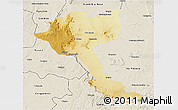 Physical 3D Map of Quela, shaded relief outside