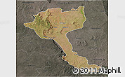 Satellite 3D Map of Quela, darken, semi-desaturated