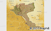Satellite 3D Map of Quela, physical outside