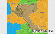 Satellite 3D Map of Quela, political outside