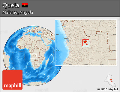 Shaded Relief Location Map of Quela