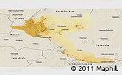 Physical Panoramic Map of Quela, shaded relief outside