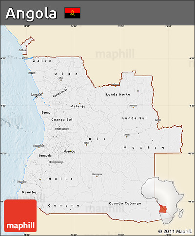 Classic Style Map of Angola, single color outside