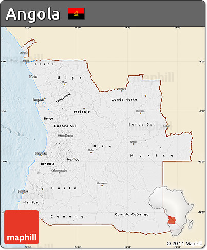 Classic Style Map of Angola, single color outside