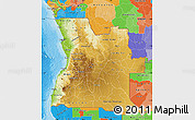 Physical Map of Angola, political outside