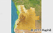 Physical Map of Angola, satellite outside