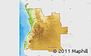 Physical Map of Angola, single color outside, bathymetry sea, shaded relief sea