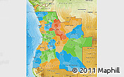 Political Map of Angola, physical outside