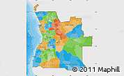 Political Map of Angola, single color outside, shaded relief sea